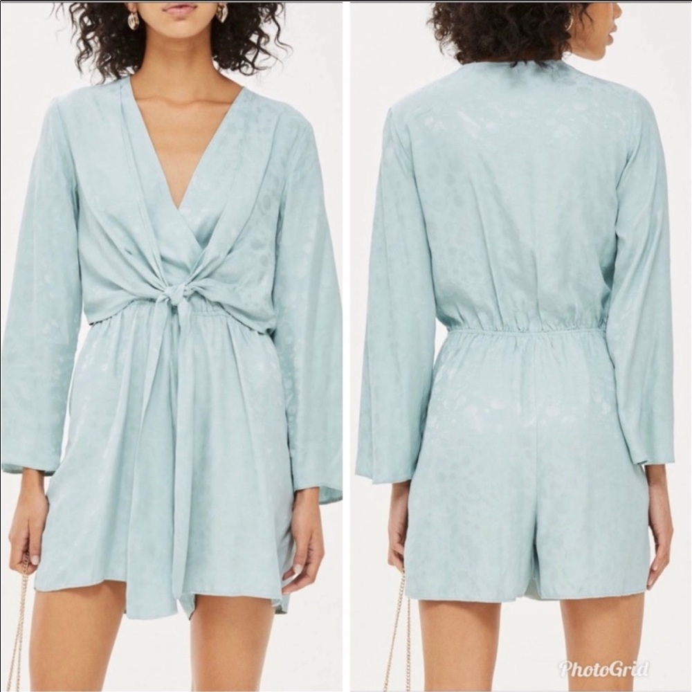 Topshop Jacquard Romper - Blue